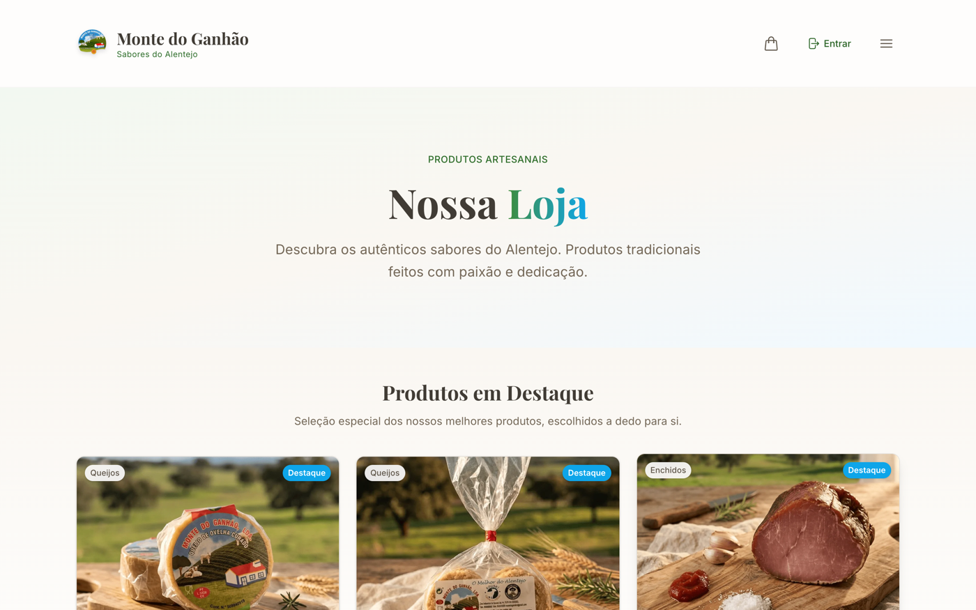 Montra da loja organizada por categorias, com preços e destaques